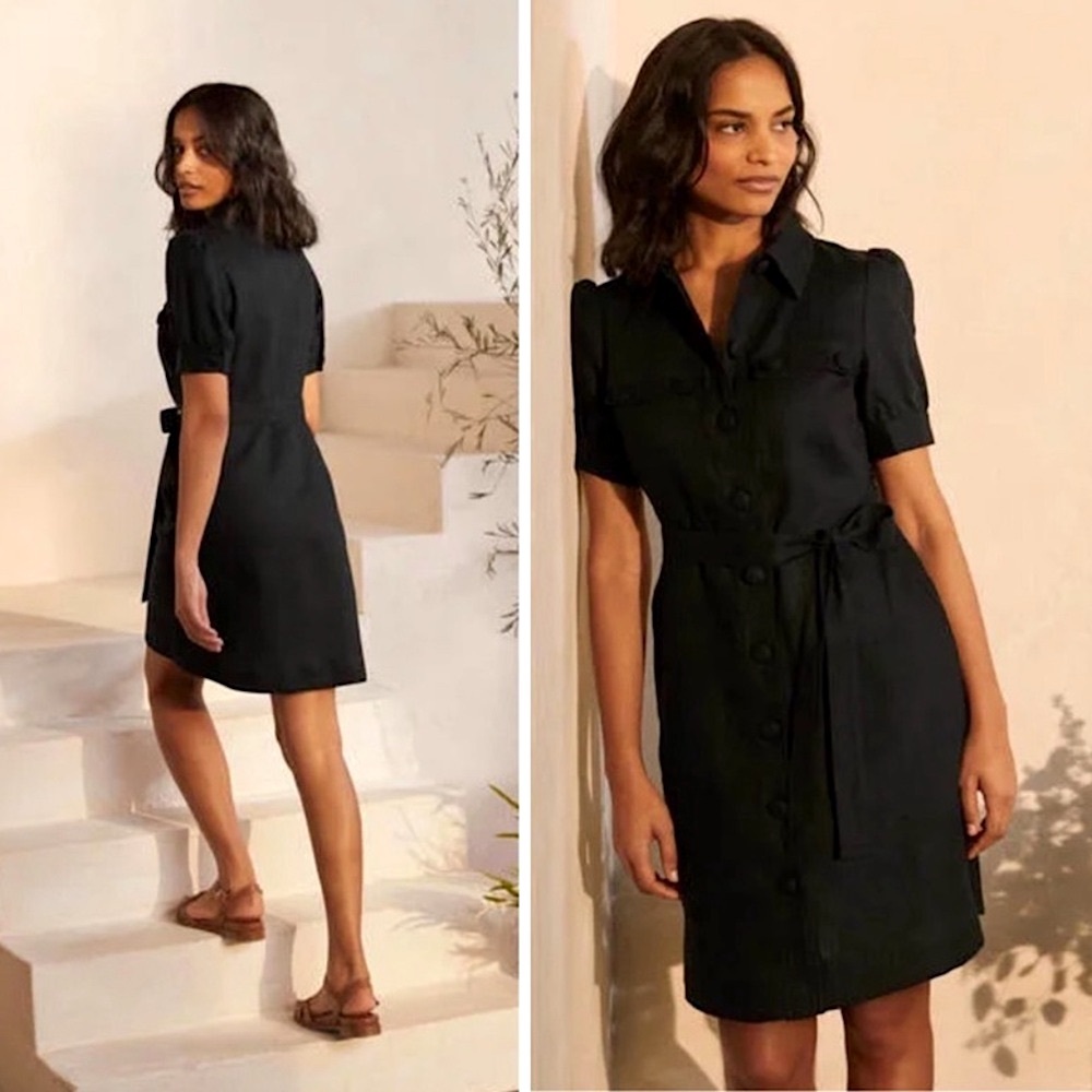 Boden Black linen Shirt Mini Dress